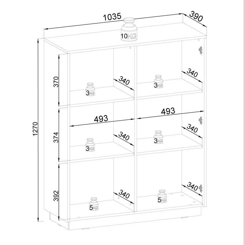 Credenza 2 ante in legno laminato Gold 104x127 cm