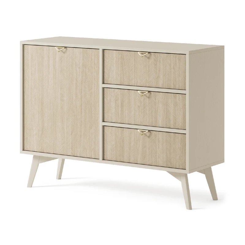 Madia 1 anta e 3 cassetti in legno laminato Vanity 106x80 cm