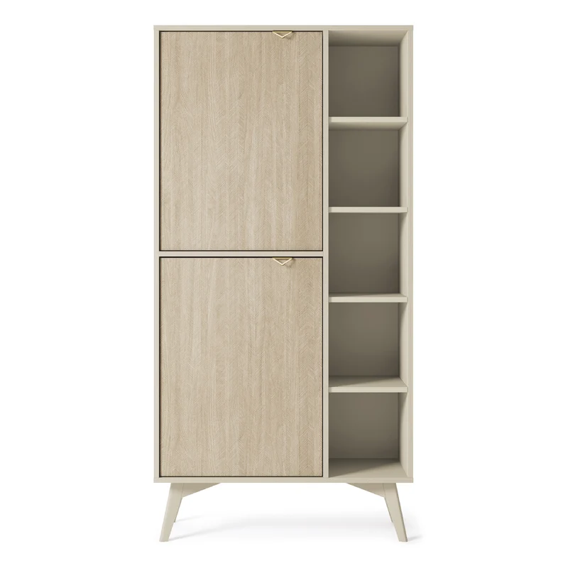 Credenza 2 ante 5 ripiani a giorno in legno laminato Vanity 80x160 cm