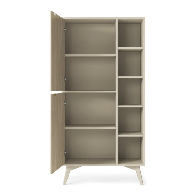 Credenza 2 ante 5 ripiani a giorno in legno laminato Vanity 80x160 cm