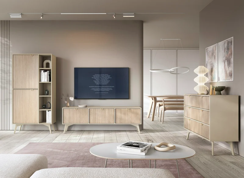 Credenza 2 ante 5 ripiani a giorno in legno laminato Vanity 80x160 cm