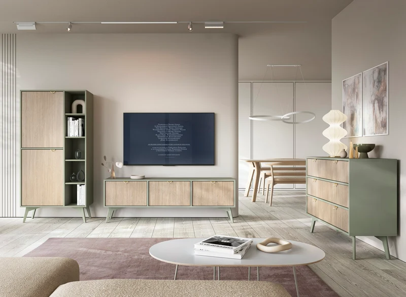 Credenza 2 ante 5 ripiani a giorno in legno laminato Vanity 80x160 cm