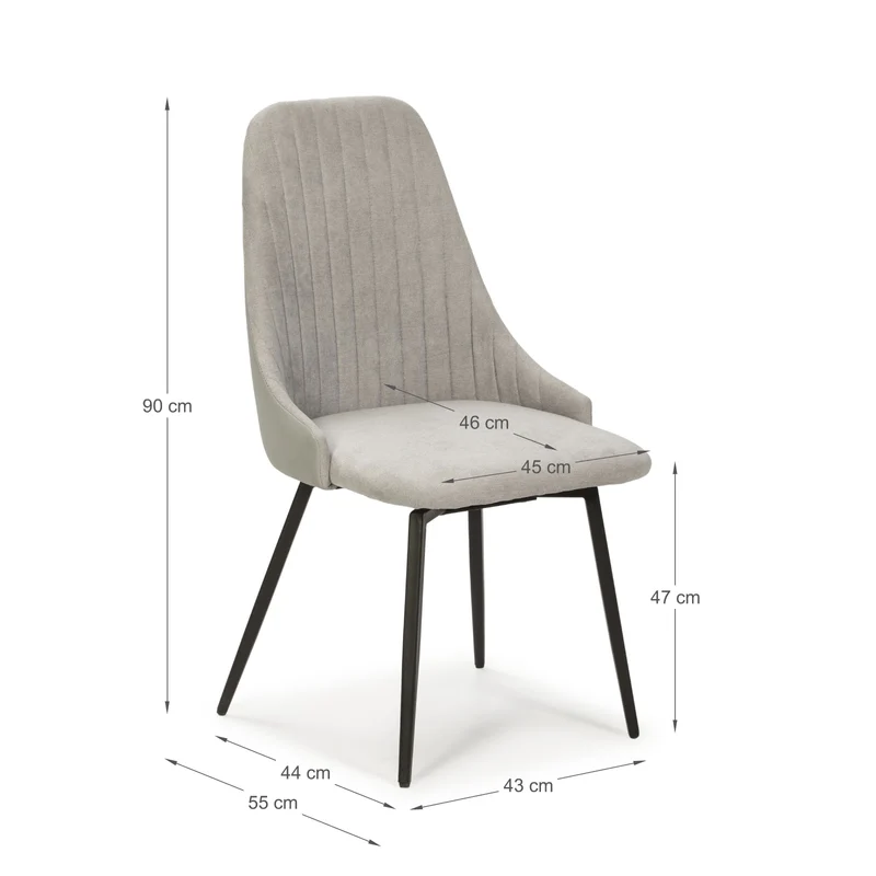 Set di 2 sedie in tessuto con gambe in metallo Elisa 43x44 h90 cm