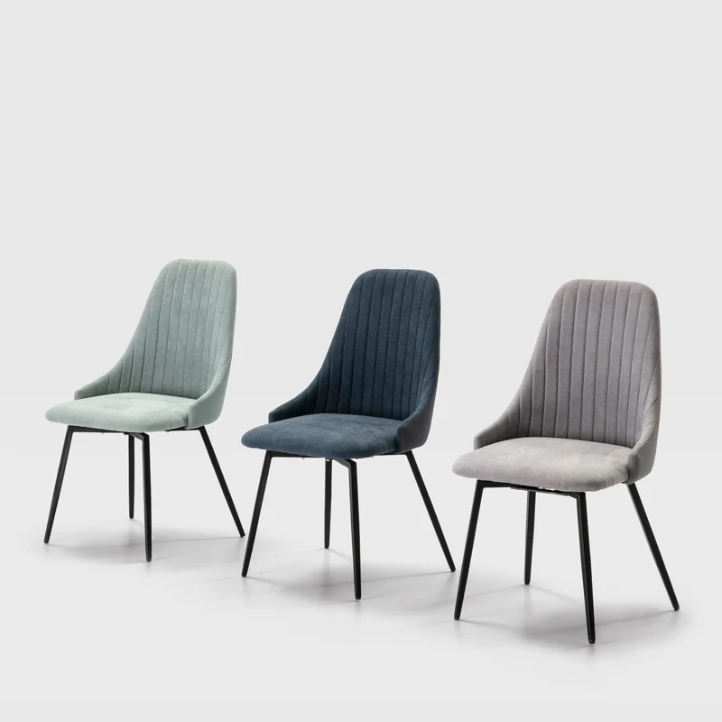 Set di 2 sedie in tessuto con gambe in metallo Elisa 43x44 h90 cm