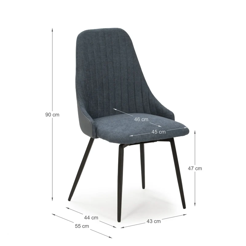 Set di 2 sedie in tessuto con gambe in metallo Elisa 43x44 h90 cm