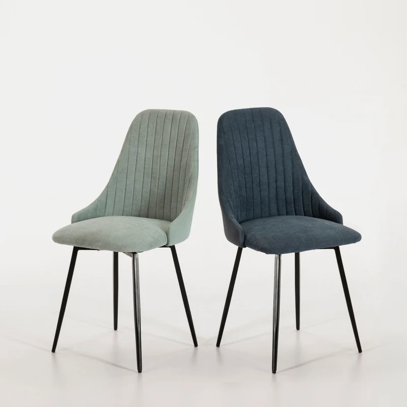 Set di 2 sedie in tessuto con gambe in metallo Elisa 43x44 h90 cm