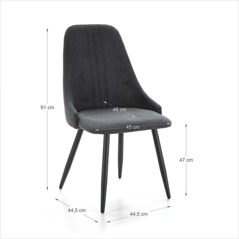 Set di 4 sedie in tessuto e gambe in metallo nero Gabri 44x44 h91 cm