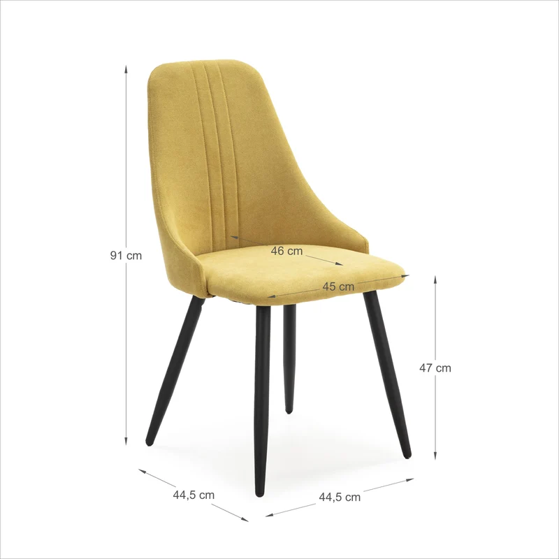 Set di 4 sedie in tessuto e gambe in metallo nero Gabri 44x44 h91 cm