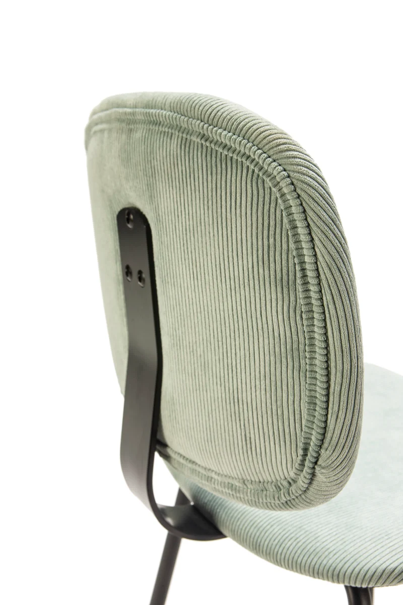 Set di 2 sgabelli in stile retrò in velluto a coste e metallo nero Anna 44x51 h98 cm