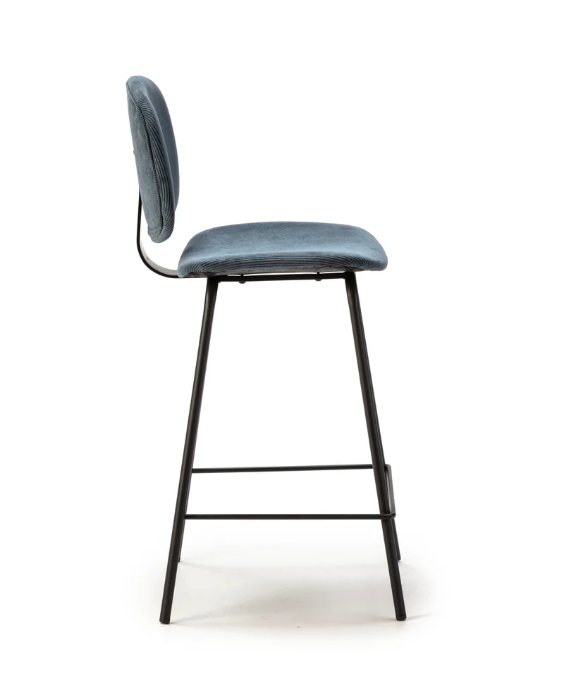Set di 2 sgabelli in stile retrò in velluto a coste e metallo nero Anna 44x51 h98 cm