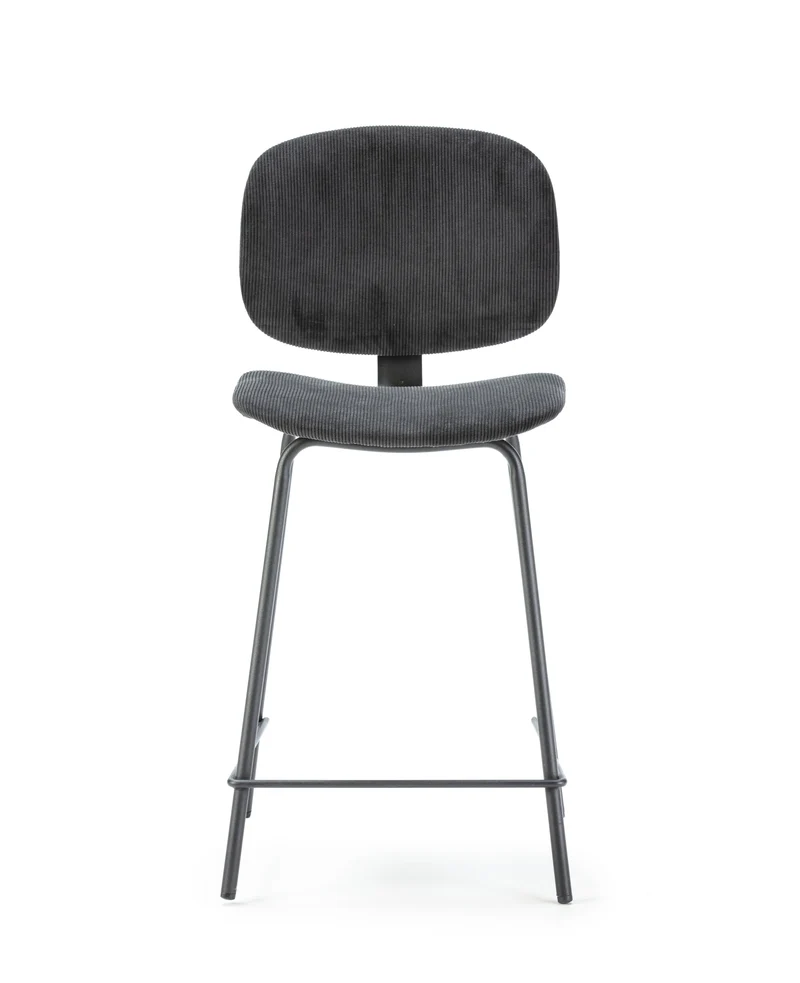 Set di 2 sgabelli in stile retrò in velluto a coste e metallo nero Anna 44x51 h98 cm
