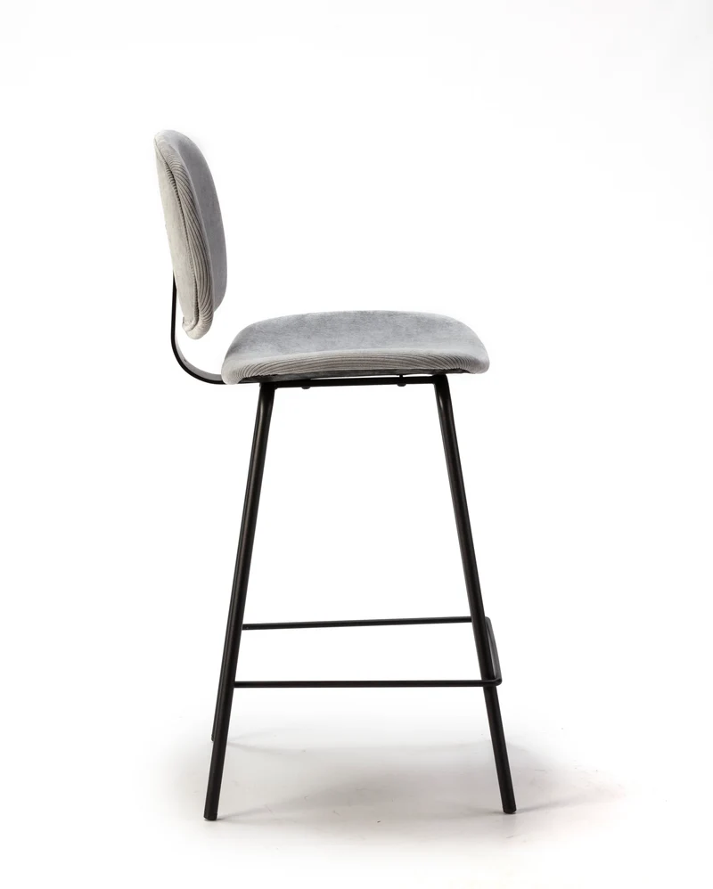 Set di 2 sgabelli in stile retrò in velluto a coste e metallo nero Anna 44x51 h98 cm