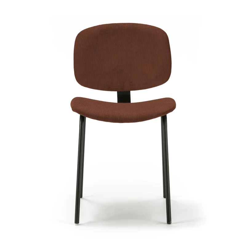 Set di 2 sedie in velluto a coste stile retrò e metallo nero Anna 45x53 h79 cm