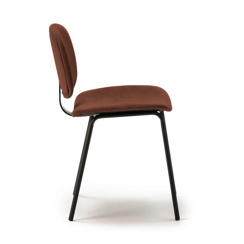 Set di 2 sedie in velluto a coste stile retrò e metallo nero Anna 45x53 h79 cm