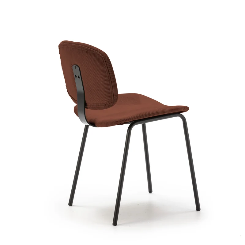 Set di 2 sedie in velluto a coste stile retrò e metallo nero Anna 45x53 h79 cm