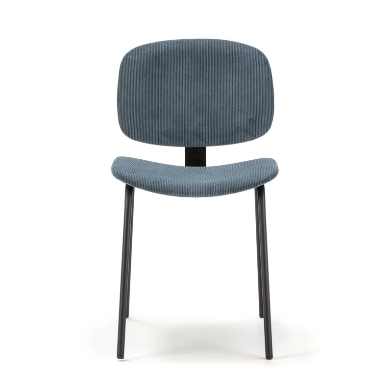 Set di 2 sedie in velluto a coste stile retrò e metallo nero Anna 45x53 h79 cm