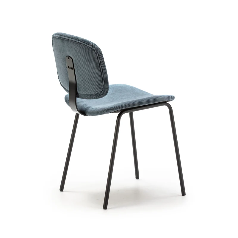 Set di 2 sedie in velluto a coste stile retrò e metallo nero Anna 45x53 h79 cm