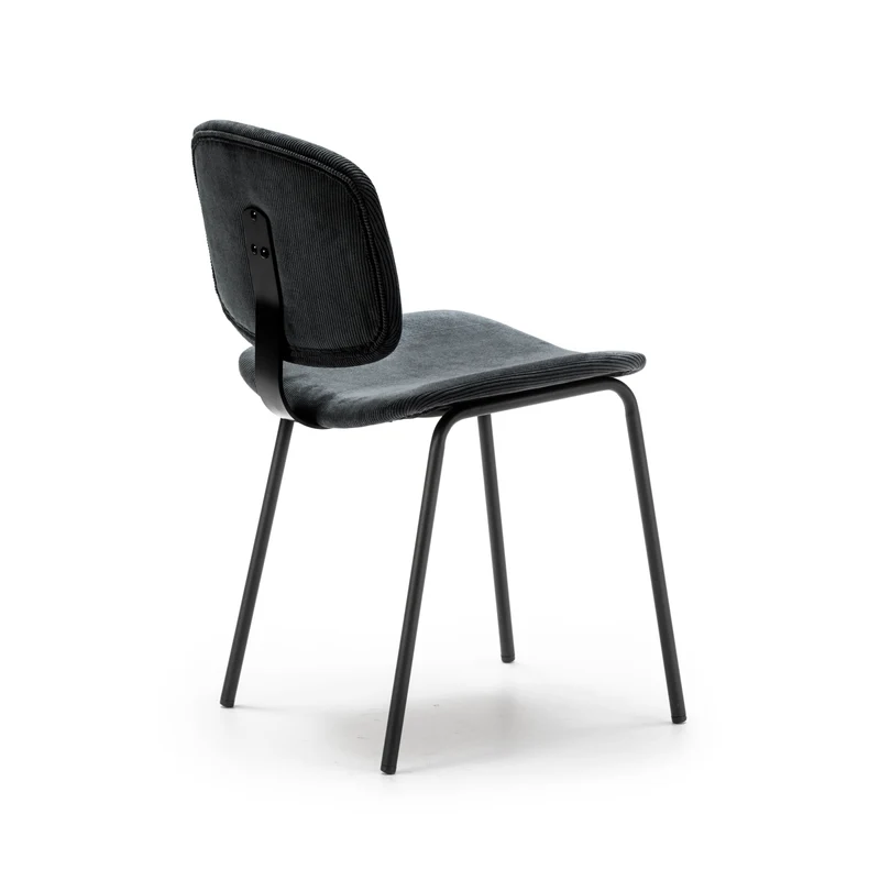 Set di 2 sedie in velluto a coste stile retrò e metallo nero Anna 45x53 h79 cm