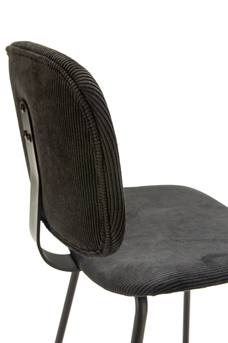 Set di 2 sedie in velluto a coste stile retrò e metallo nero Anna 45x53 h79 cm