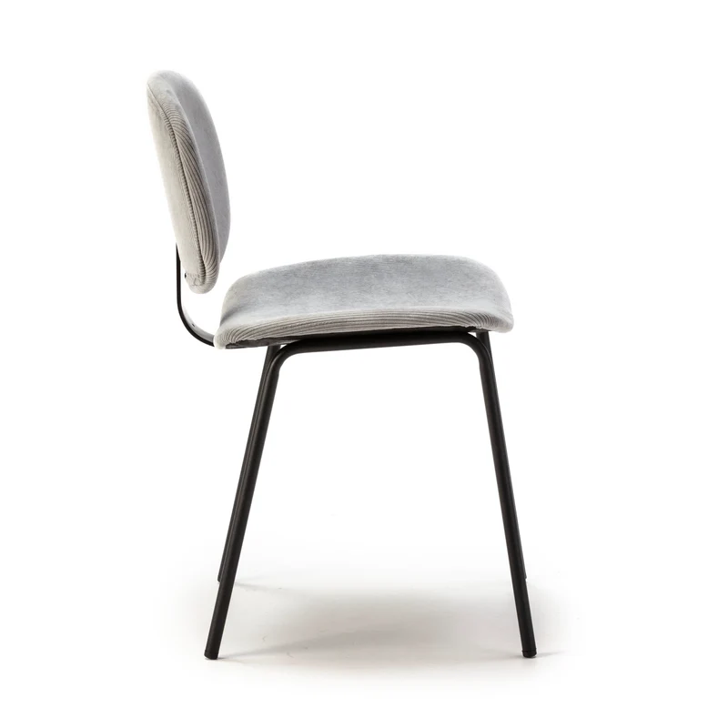 Set di 2 sedie in velluto a coste stile retrò e metallo nero Anna 45x53 h79 cm