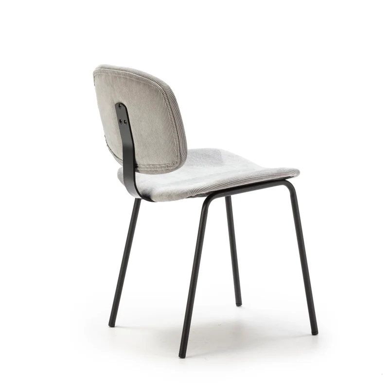 Set di 2 sedie in velluto a coste stile retrò e metallo nero Anna 45x53 h79 cm