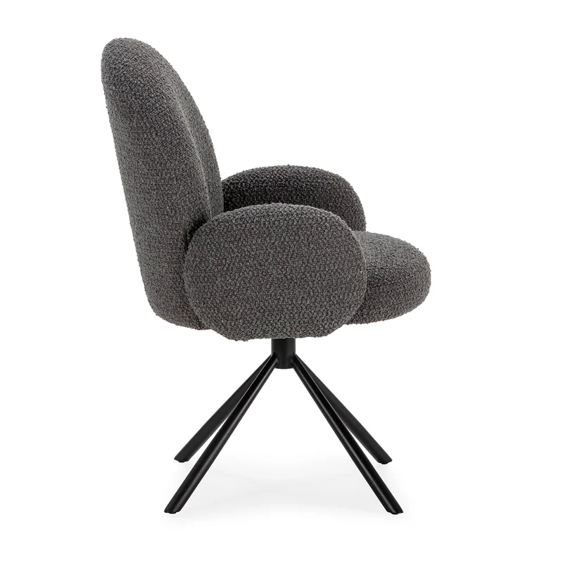 Poltrona girevole in tessuto e gambe in metallo nero Dario 49x46 h91 cm
