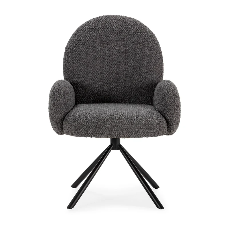Poltrona girevole in tessuto e gambe in metallo nero Dario 49x46 h91 cm