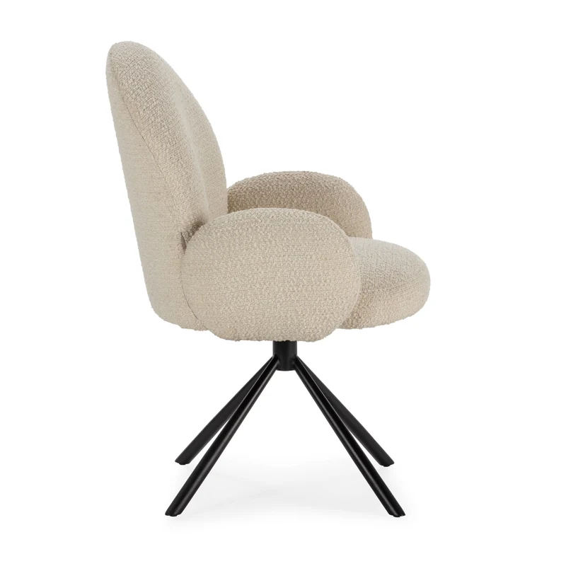 Poltrona girevole in tessuto e gambe in metallo nero Dario 49x46 h91 cm