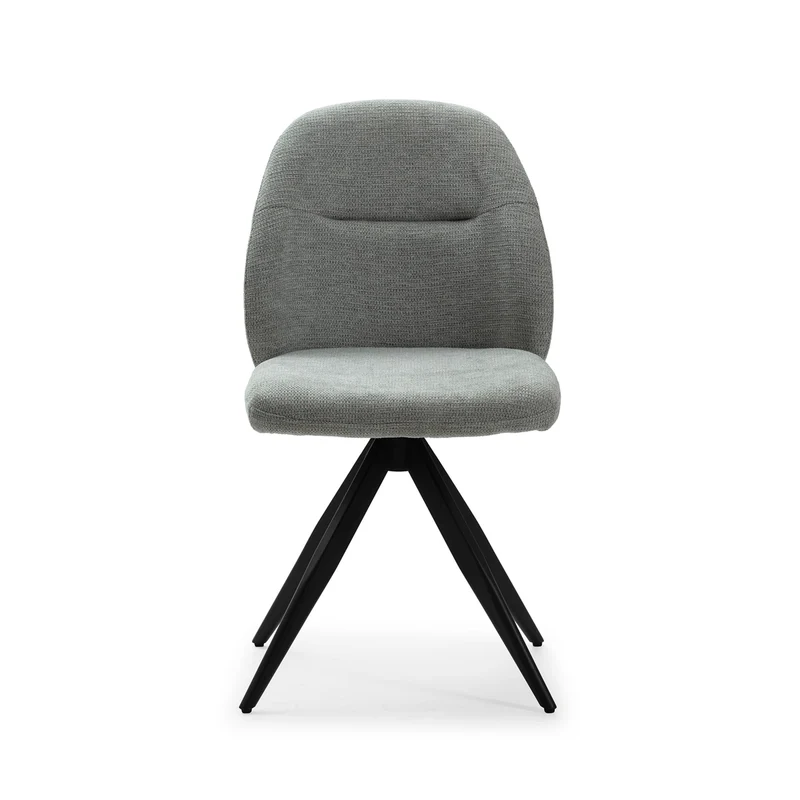 Set di 2 sedie girevoli in tessuto e metallo nero Tara 47x47 h85 cm