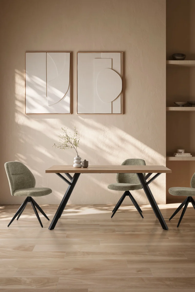 Set di 2 sedie girevoli in tessuto e metallo nero Tara 47x47 h85 cm