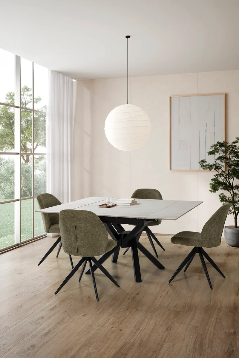Set di 2 sedie girevoli in tessuto e metallo nero Tara 47x47 h85 cm