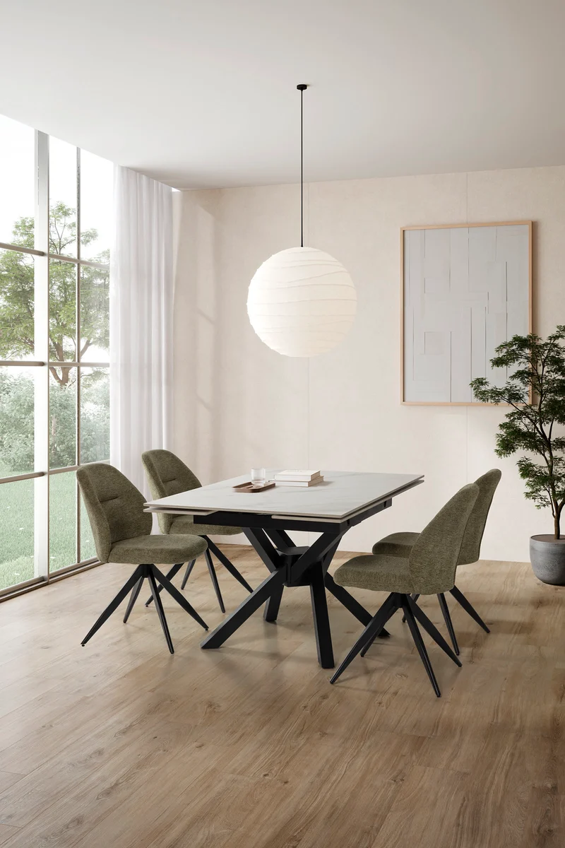 Set di 2 sedie girevoli in tessuto e metallo nero Tara 47x47 h85 cm