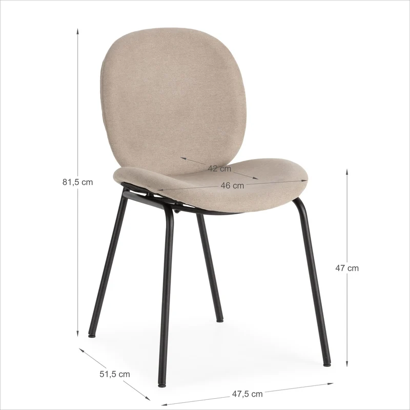 Set di 2 sedie con struttura in metallo e gambe Corin 47x51 h81 cm