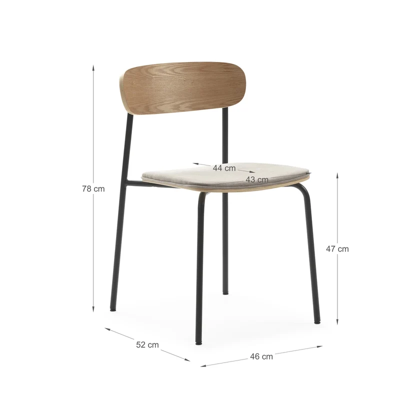 Set di 2 sedie in legno con gambe in metallo Adri 46x52 h78 cm