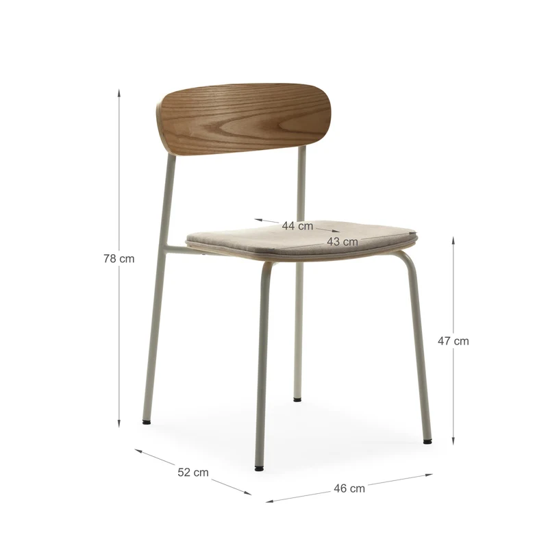 Set di 2 sedie in legno con gambe in metallo Adri 46x52 h78 cm