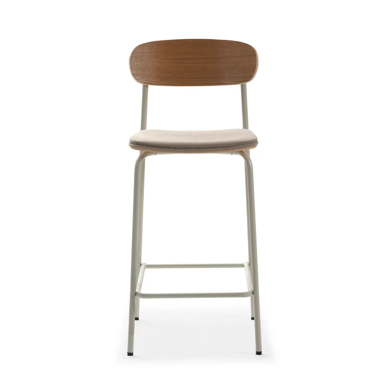Set di 2 sgabelli in legno con seduta imbottita Adriana 41x48 h94 cm