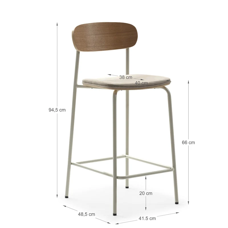Set di 2 sgabelli in legno con seduta imbottita Adriana 41x48 h94 cm