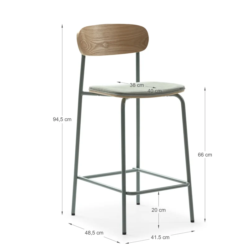 Set di 2 sgabelli in legno con seduta imbottita Adriana 41x48 h94 cm