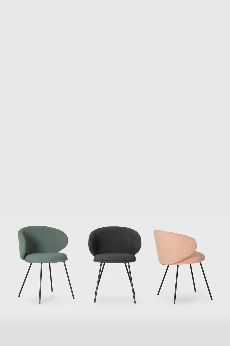 Set di 2 sedie in tessuto con gambe in metallo nero Lea 59x56 h77 cm