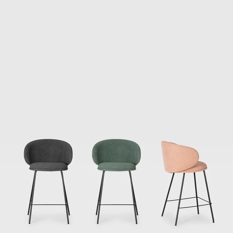 Set di 2 sgabelli in tessuto con gambe lunghe in metallo Raisa 54x51 h88 cm