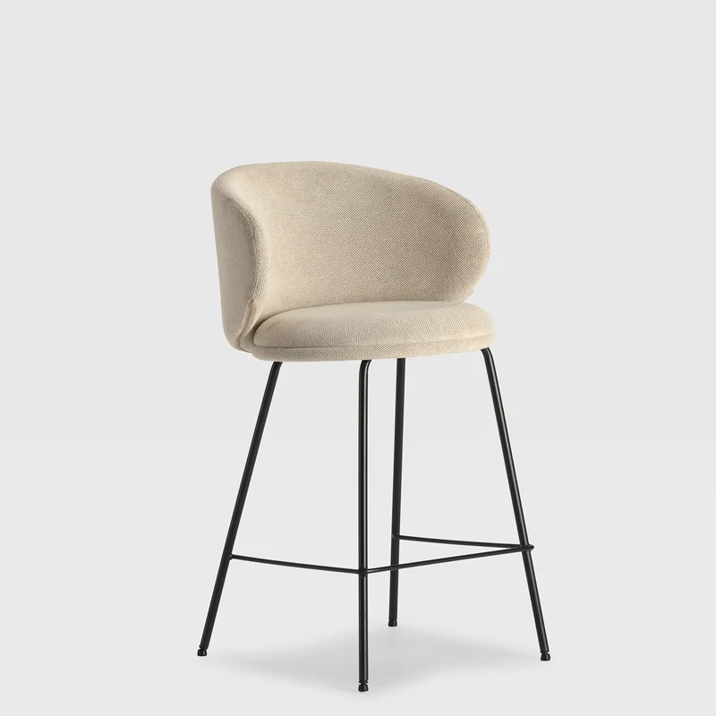 Set di 2 sgabelli in tessuto con gambe lunghe in metallo Raisa 54x51 h88 cm