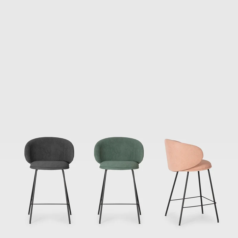 Set di 2 sgabelli in tessuto con gambe lunghe in metallo Raisa 54x51 h88 cm