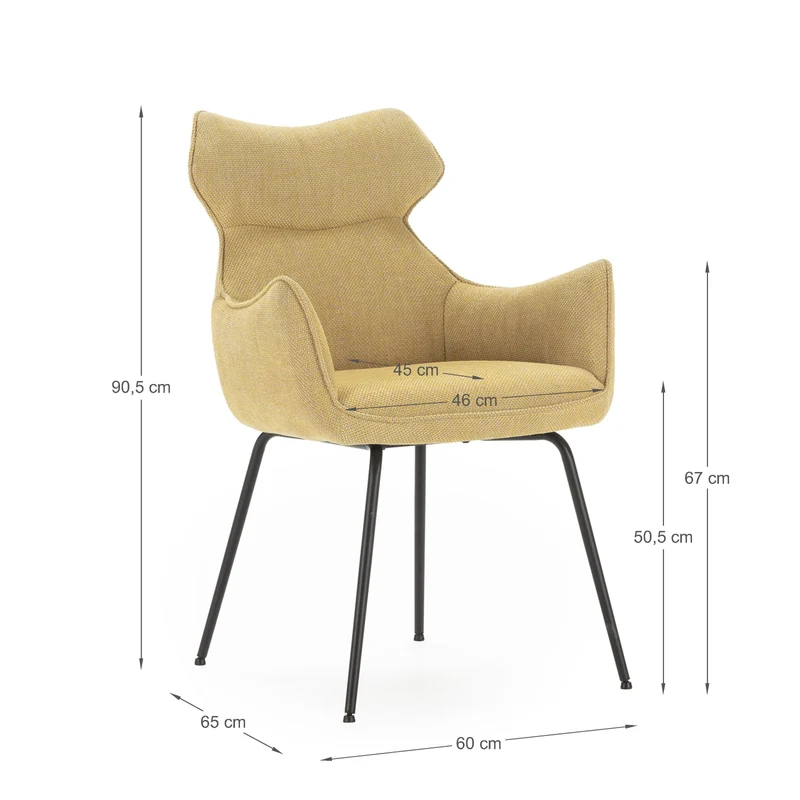 Set di 2 poltrone in velluto a coste con gambe in metallo Diana 60x65 h90 cm