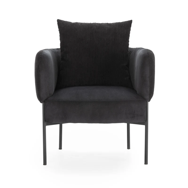 Poltrona in velluto a coste con gambe in metallo Arno 70x61 h72 cm
