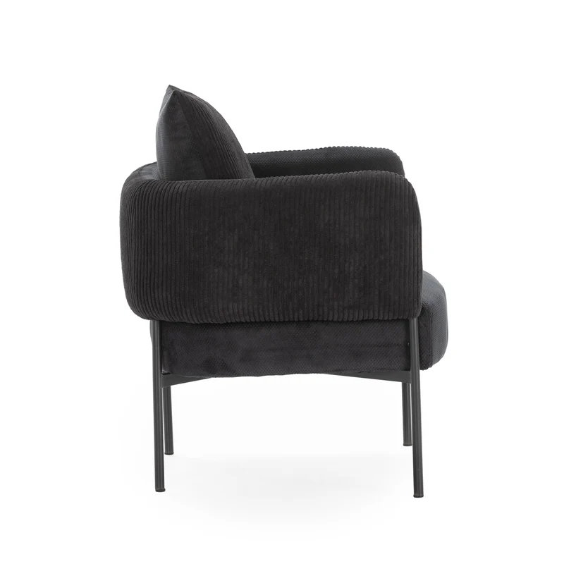 Poltrona in velluto a coste con gambe in metallo Arno 70x61 h72 cm