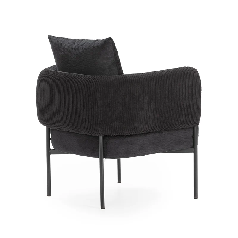Poltrona in velluto a coste con gambe in metallo Arno 70x61 h72 cm