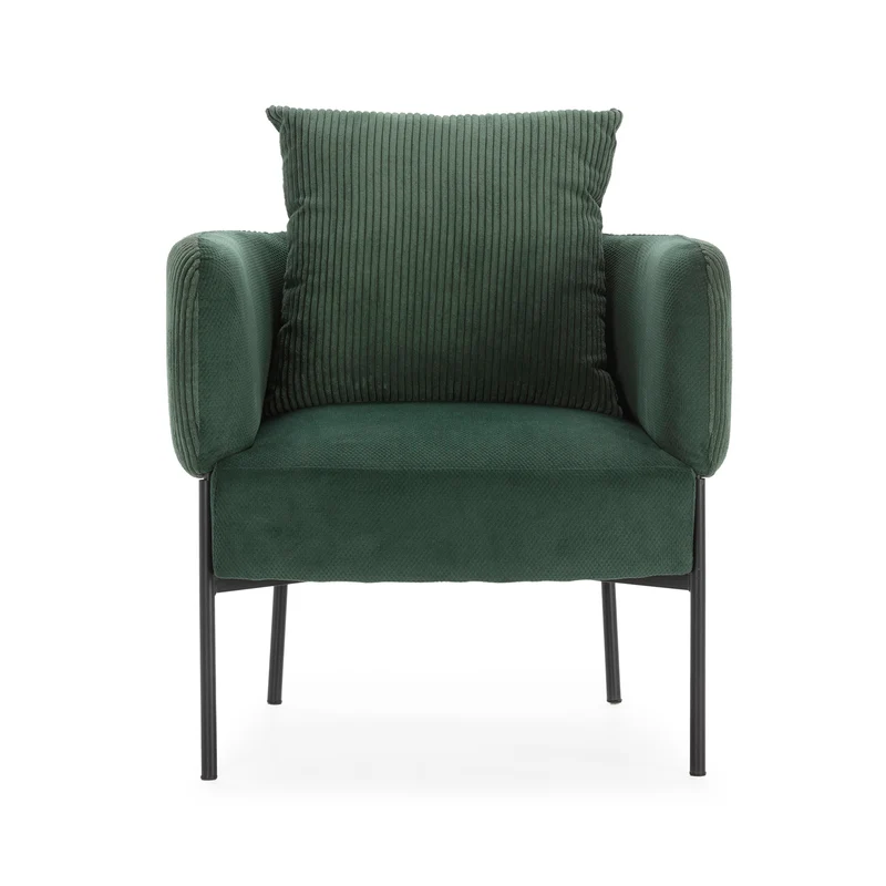 Poltrona in velluto a coste con gambe in metallo Arno 70x61 h72 cm