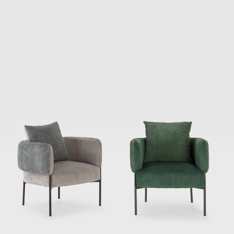 Poltrona in velluto a coste con gambe in metallo Arno 70x61 h72 cm