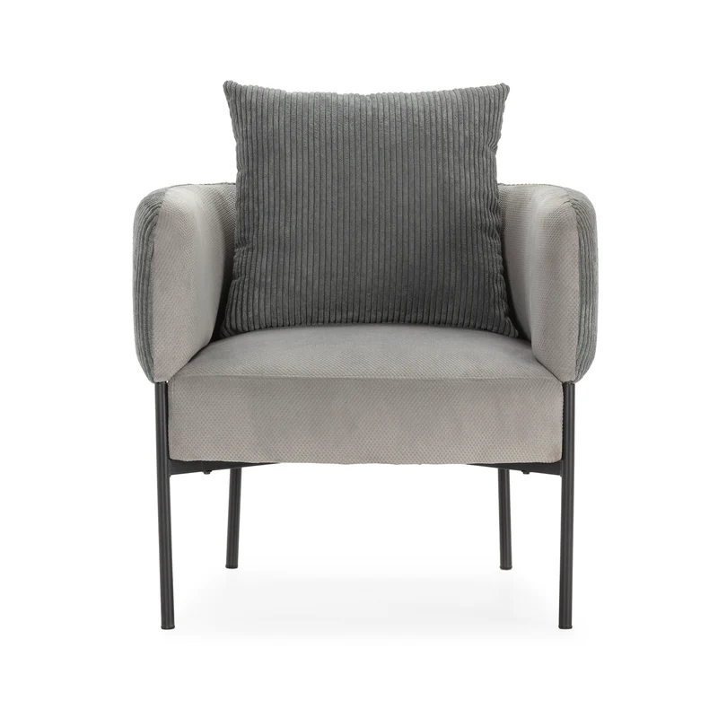 Poltrona in velluto a coste con gambe in metallo Arno 70x61 h72 cm