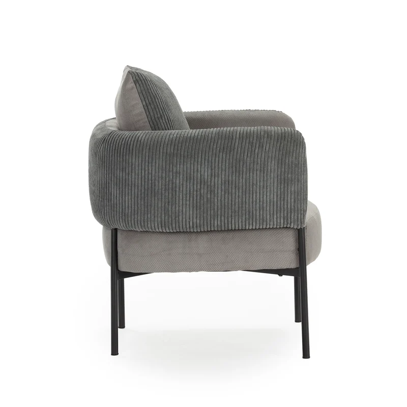 Poltrona in velluto a coste con gambe in metallo Arno 70x61 h72 cm